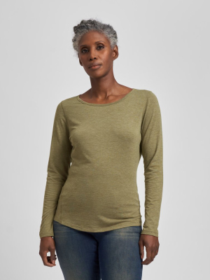 Mia Long Sleeve Easy Tee - Heather Olive