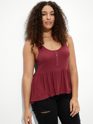 Ae Henley Babydoll Tank Top