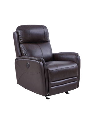 Wolfe Contemporary Leather Power Recliner Chair With Usb Dark Brown - Armen Living
