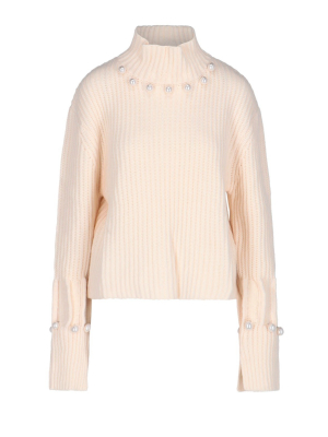 Jw Anderson Pearl Embellished Knit Sweater