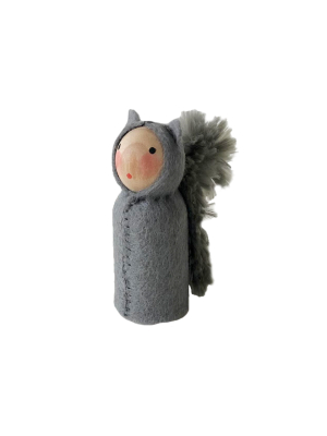 Squirrel Peg Doll · White