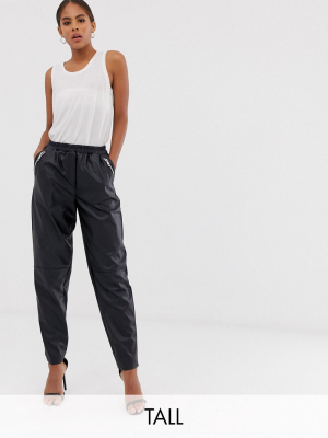 Asos Design Tall Tapered Leather Look Pants