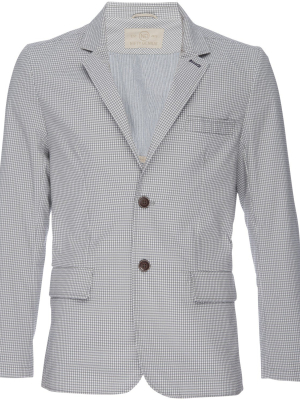 Kurt Notched Lapel Blazer In Stretch Gingham Seersucker