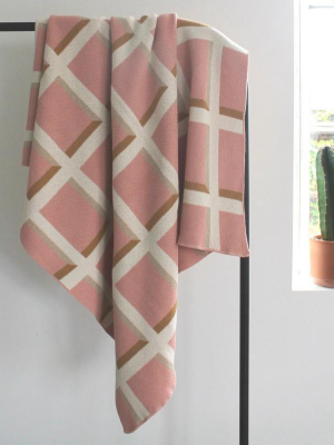 Happy Habitat Windowpane Throw - Blush/ochre/linen