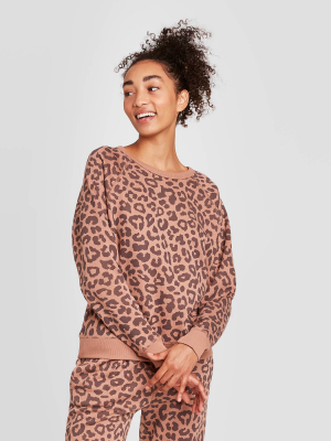 Women's Leopard Print Sweatshirt - Brown