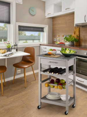 Rolling Kitchen Island With Marble Top - Glitzhome