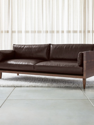 Sherwood Leather 2-seat Exposed Wood Frame Sofa