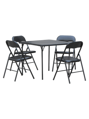 5pc Folding Table Set Black - Plastic Dev Group