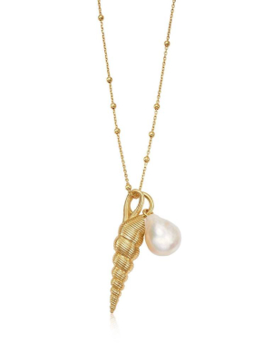 Baroque Pearl & Spiral Shell Pendant Necklace
