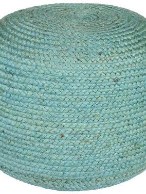 Tropics Solid Teal Cylinder Pouf