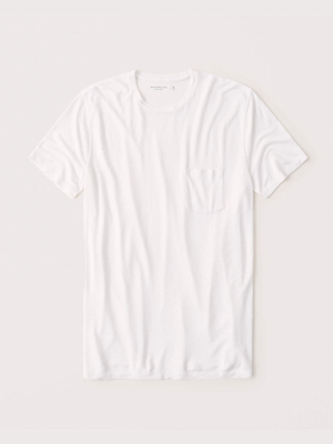 Short-sleeve Linen-blend Pocket Tee