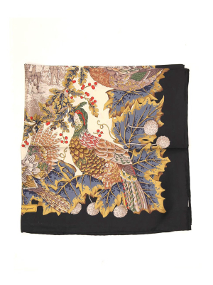 Salvatore Ferragamo Peacock Printed Scarf