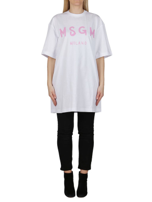 Msgm Logo Printed T-shirt Dress