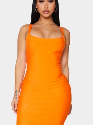 Shape Orange Bandage Strappy Bodycon Dress