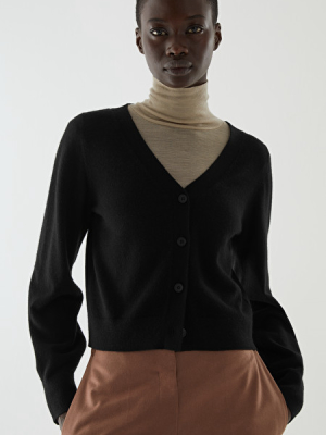 Knitted Balloon-sleeve Cashmere Cardigan