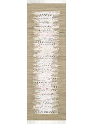 Montauk Border Ivory/olive Runner Rug