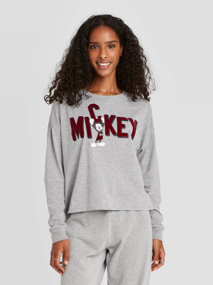 Women's Disney Mickey Letters Graphic Sweatshirt - Gray