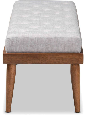 Seattle Fabric Upholstered Bench Grayish Beige/walnut