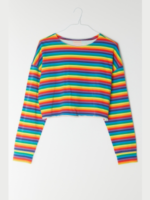 Uo Carpenter Rainbow Cropped Tee