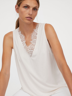 V-neck Top With Lace