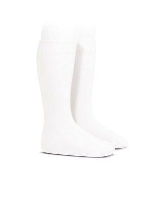 Plain Stitch Knee High Socks In White