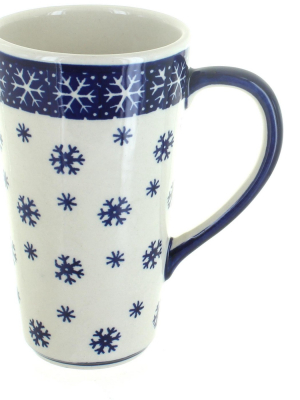 Blue Rose Polish Pottery Snow Flurry Large Coffee Mug