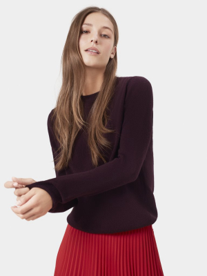 Women Light Merino Wool Crew - Oxblood Red