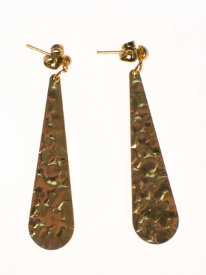 Vintage Hammered Gold Dangling Drop Pierced Statement Earrings