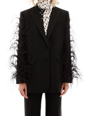 Valentino Feathered Sleeve Blazer