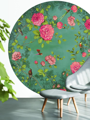 Turquoise Blooming Chinoiserie Wall Mural By Walls Republic