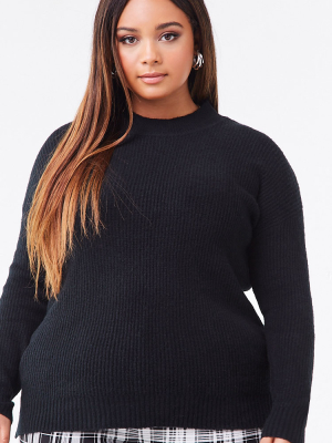 Plus Size Ribbed High-low Sweater