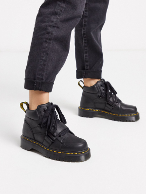 Dr Martens Zuma With Buckle Strap Flat Ankle Boots In Black