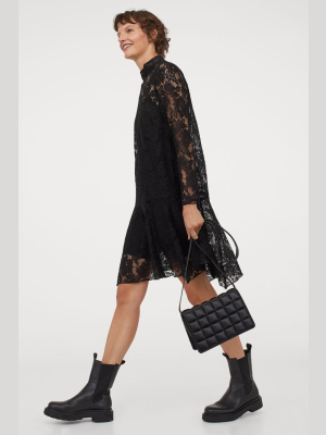 Lace Stand-up Collar Dress