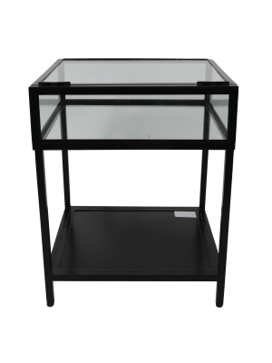 Claira Glass And Metal End Table Black - Décor Therapy