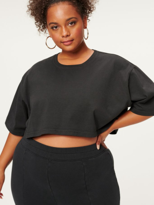 Essential Cropped Boxy Tee | Black001