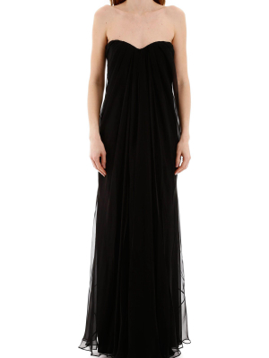 Alexander Mcqueen Strapless Draped Maxi Dress