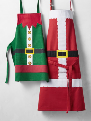 Santa And Elf Adult & Kid Aprons