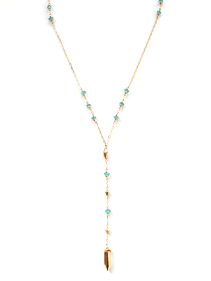 Y Long Gemstone Necklace -  Apatite