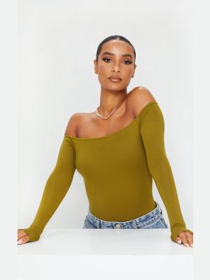 Olive Basic Bardot Bodysuit