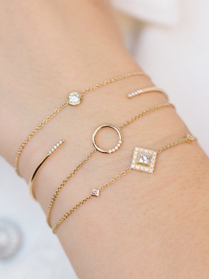 14k Halo Bolo Bracelet With Princess Diamond