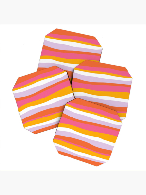 4pk Sunshine Canteen Cali Beach Stripes Coasters - Society6