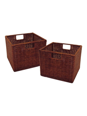 Set Of 2 Leo , Wired Basket, Small - Antique Walnut - Winsome