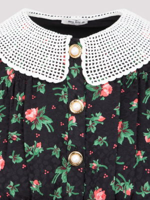 Miu Miu Floral Bib Collar Dress