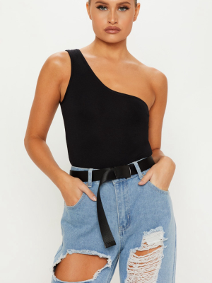 Black One Shoulder Bodysuit