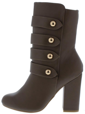 Namaste06 Taupe Military Side Button Boot