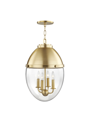 Hudson Valley Lighting Kennedy 4-bulb Pendant - Aged Brass & Clear