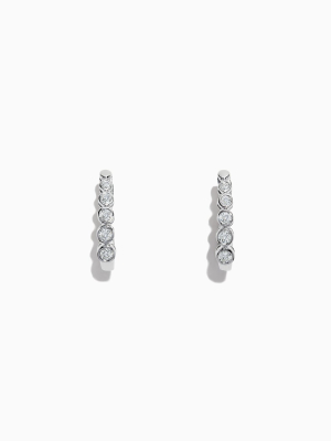 Effy Pave Classica 14k White Gold Diamond Huggie Hoop Earrings, 0.57 Tcw