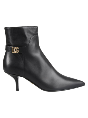 Dolce & Gabbana Logo Plaque Ankle Boots