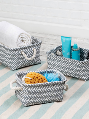 Honey-can-do Set Of 3 Zig Zag Baskets Dark Gray