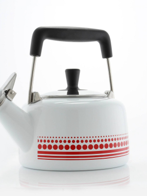 Chantal 1.4qt Freida Teakettle - White With Red Decal